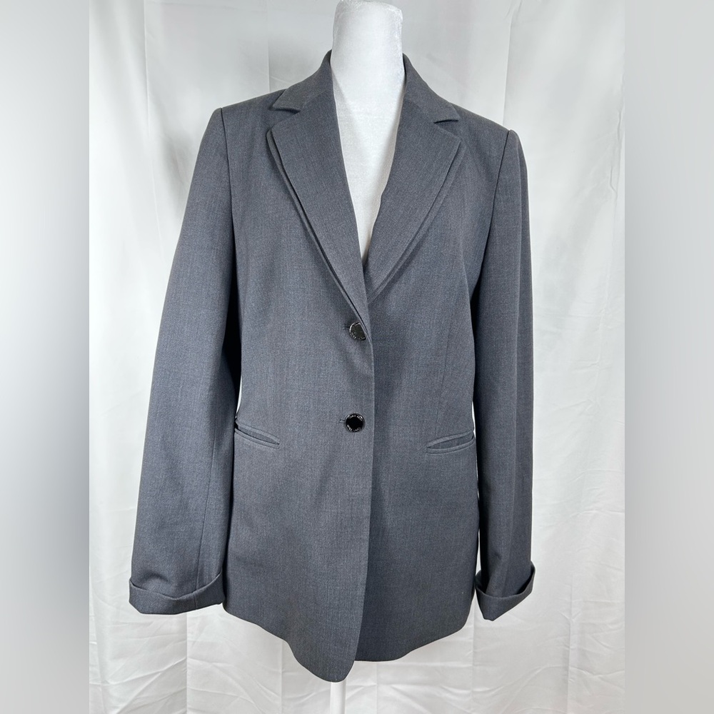 Calvin Klein Tailored Blazer Jacket Women’s Size 6 Gray 2 Button Classic